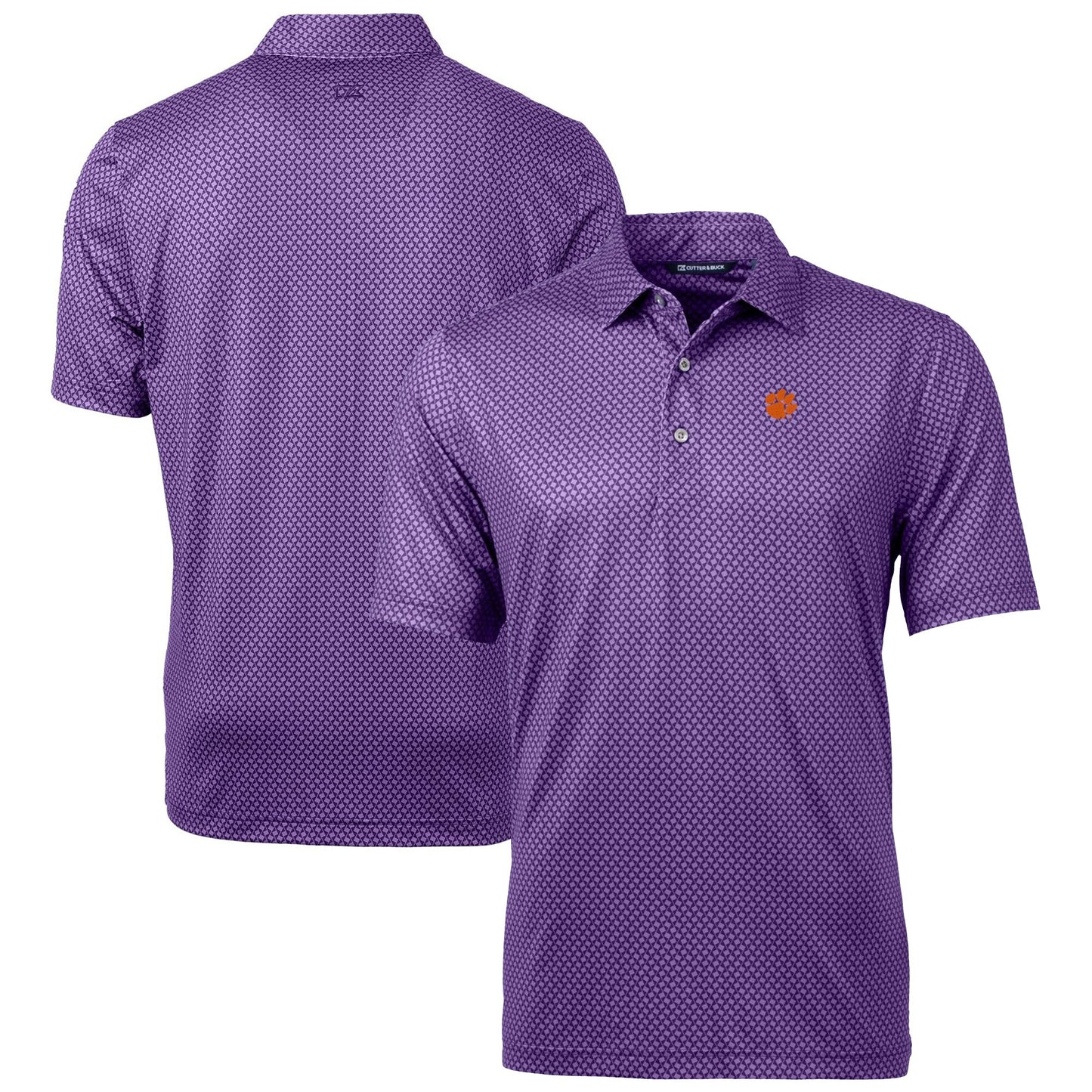 Men's Cutter & Buck Purple Clemson Tigers Big & Tall Pike Banner Print Polo