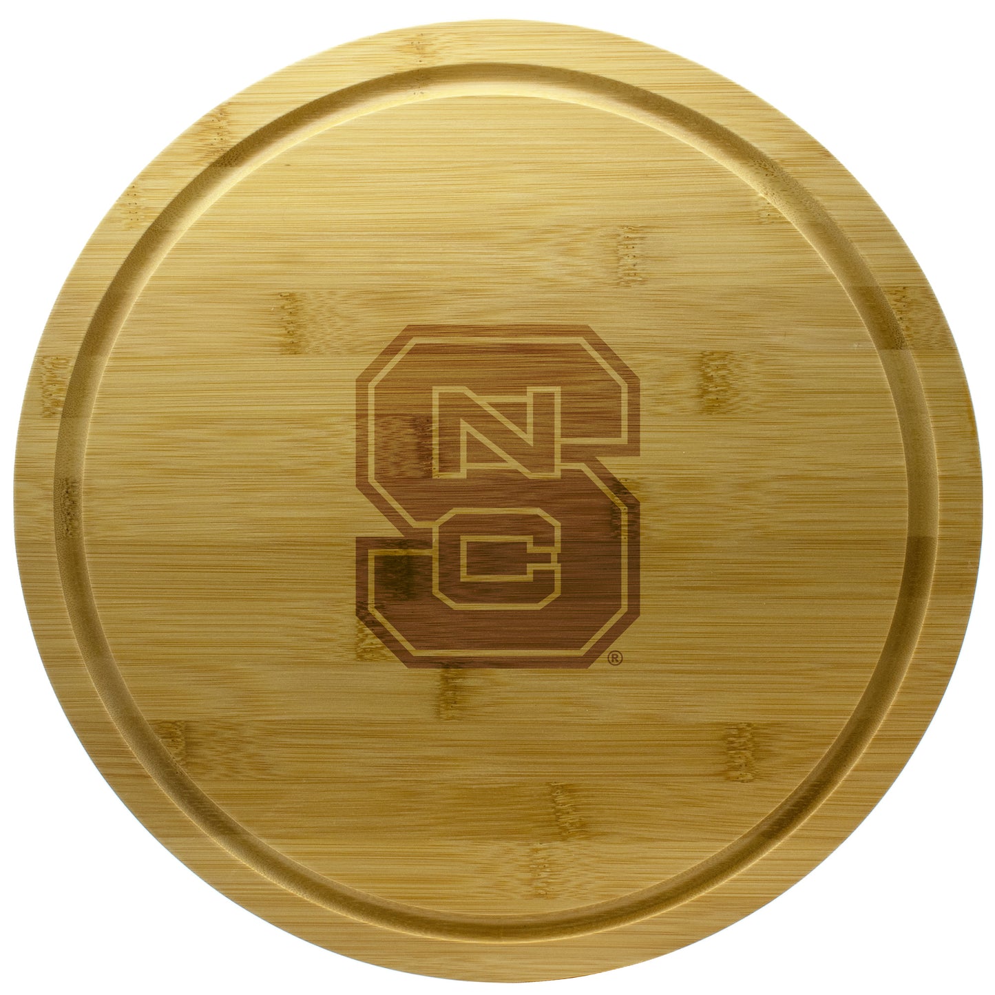 NC State Wolfpack 13'' Rotating Bamboo Server