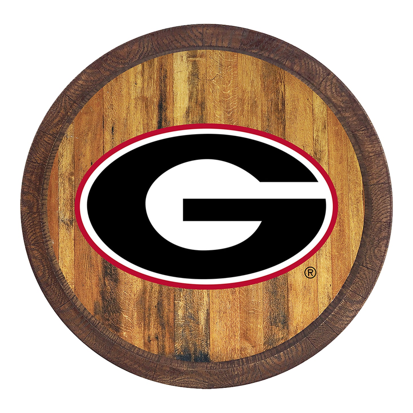 Brown Georgia Bulldogs Faux Barrel Top Sign