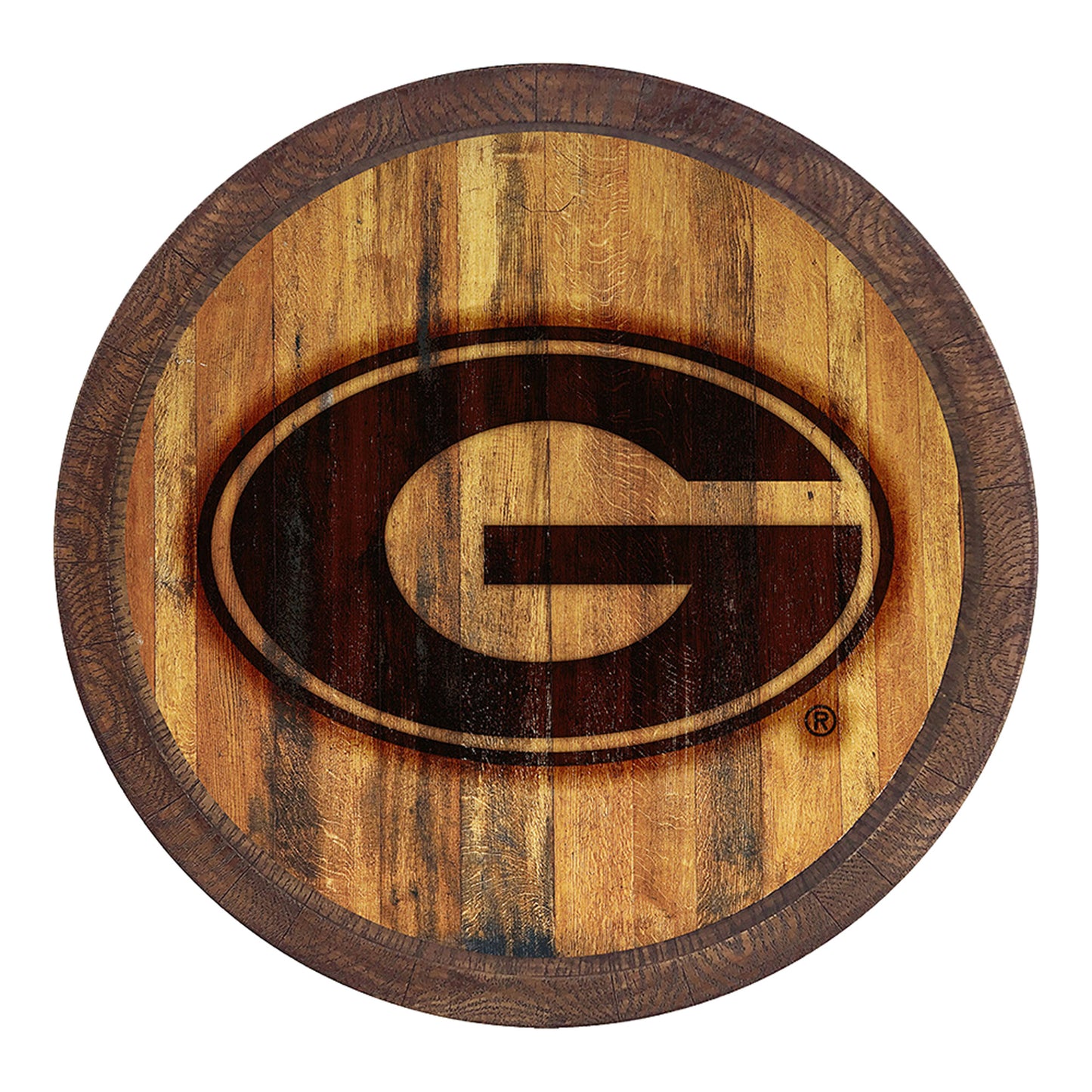 Brown Georgia Bulldogs Branded Faux Barrel Top Sign