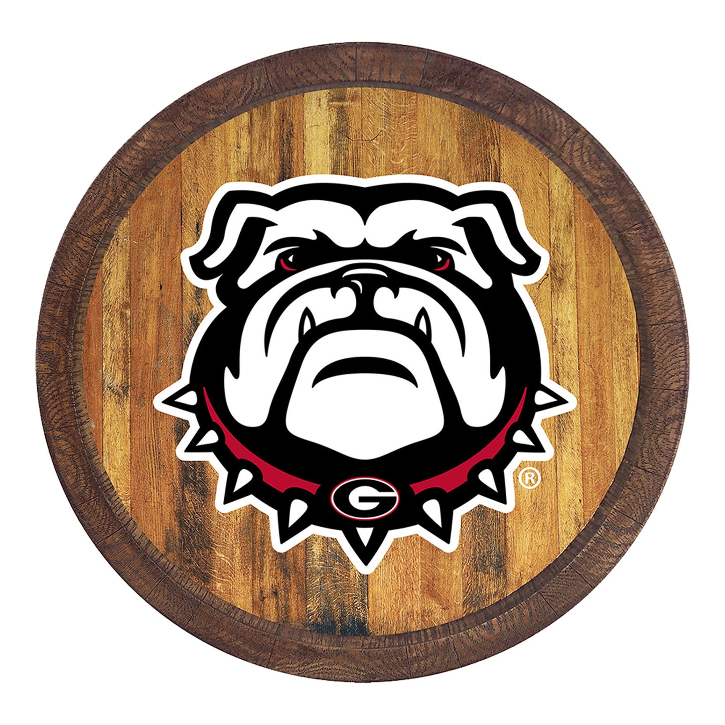 Brown Georgia Bulldogs Mascot Faux Barrel Top Sign
