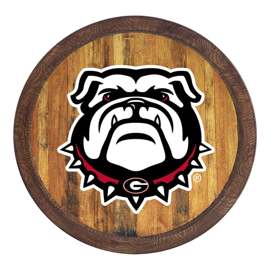 Brown Georgia Bulldogs Mascot Faux Barrel Top Sign