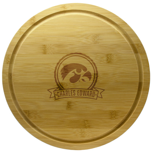 Iowa Hawkeyes 13'' Personalized Rotating Bamboo Server