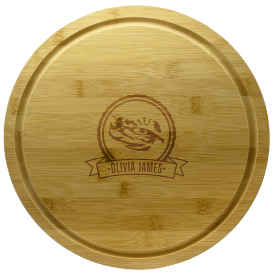 LSU Tigers 13'' Personalized Rotating Bamboo Server