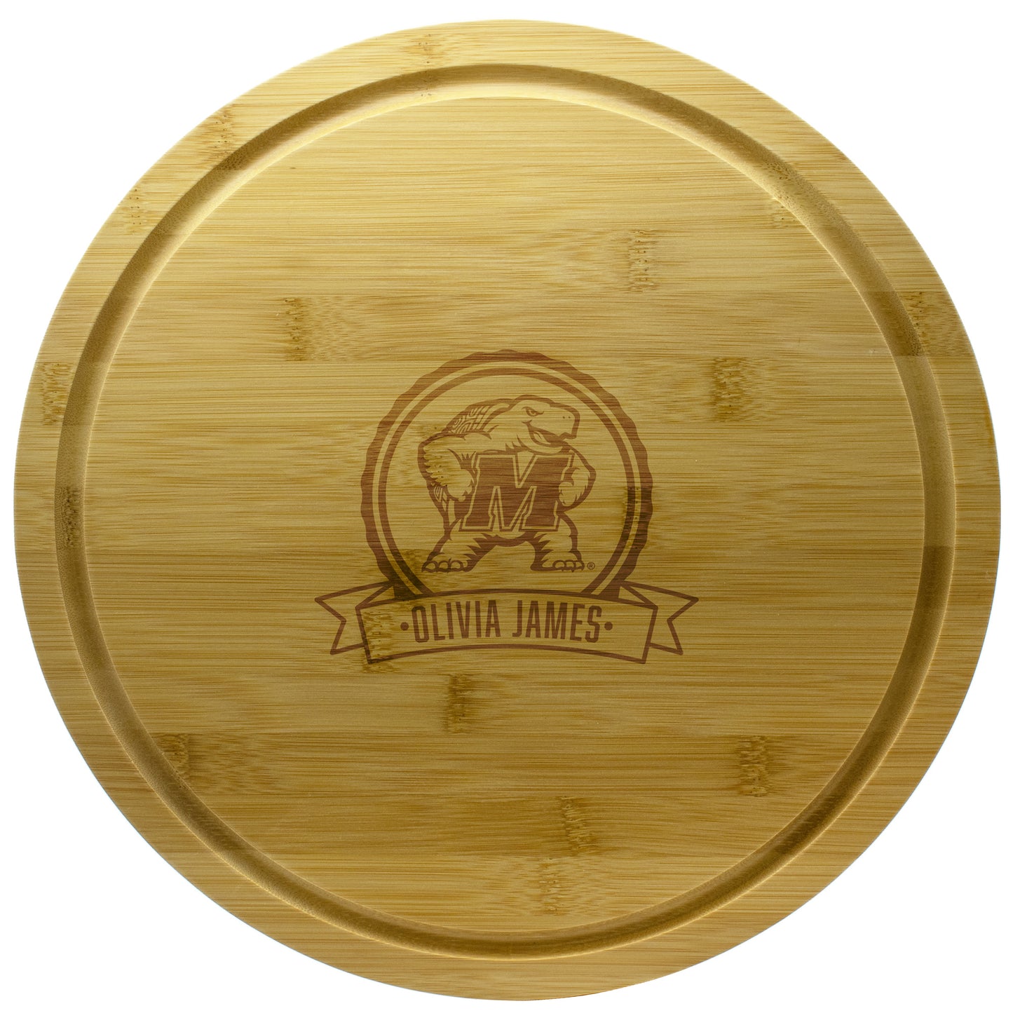 Maryland Terrapins 13'' Personalized Rotating Bamboo Server