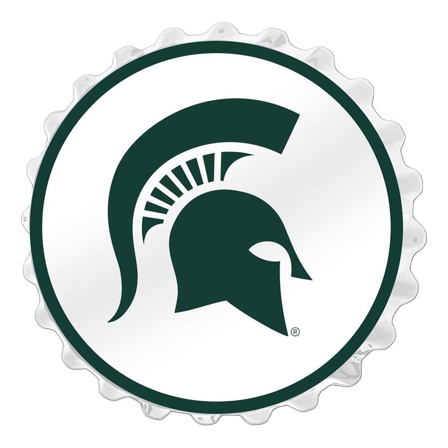 White Michigan State Spartans Logo Bottle Cap Wall Sign