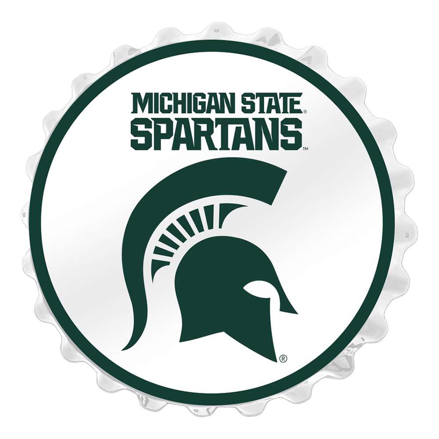 White Michigan State Spartans Bottle Cap Wall Sign