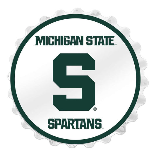 White Michigan State Spartans Block S Bottle Cap Wall Sign