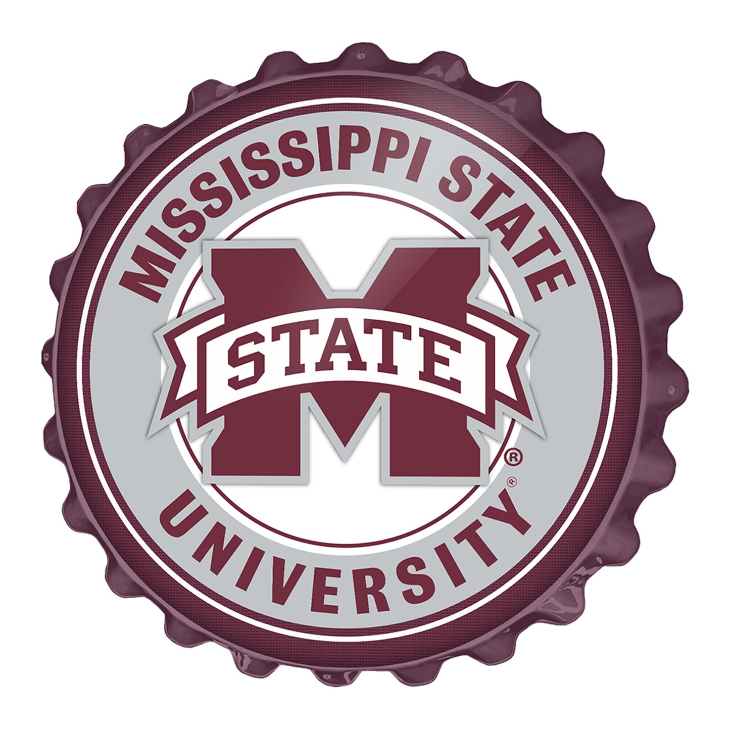 Maroon Mississippi State Bulldogs Bottle Cap Wall Sign