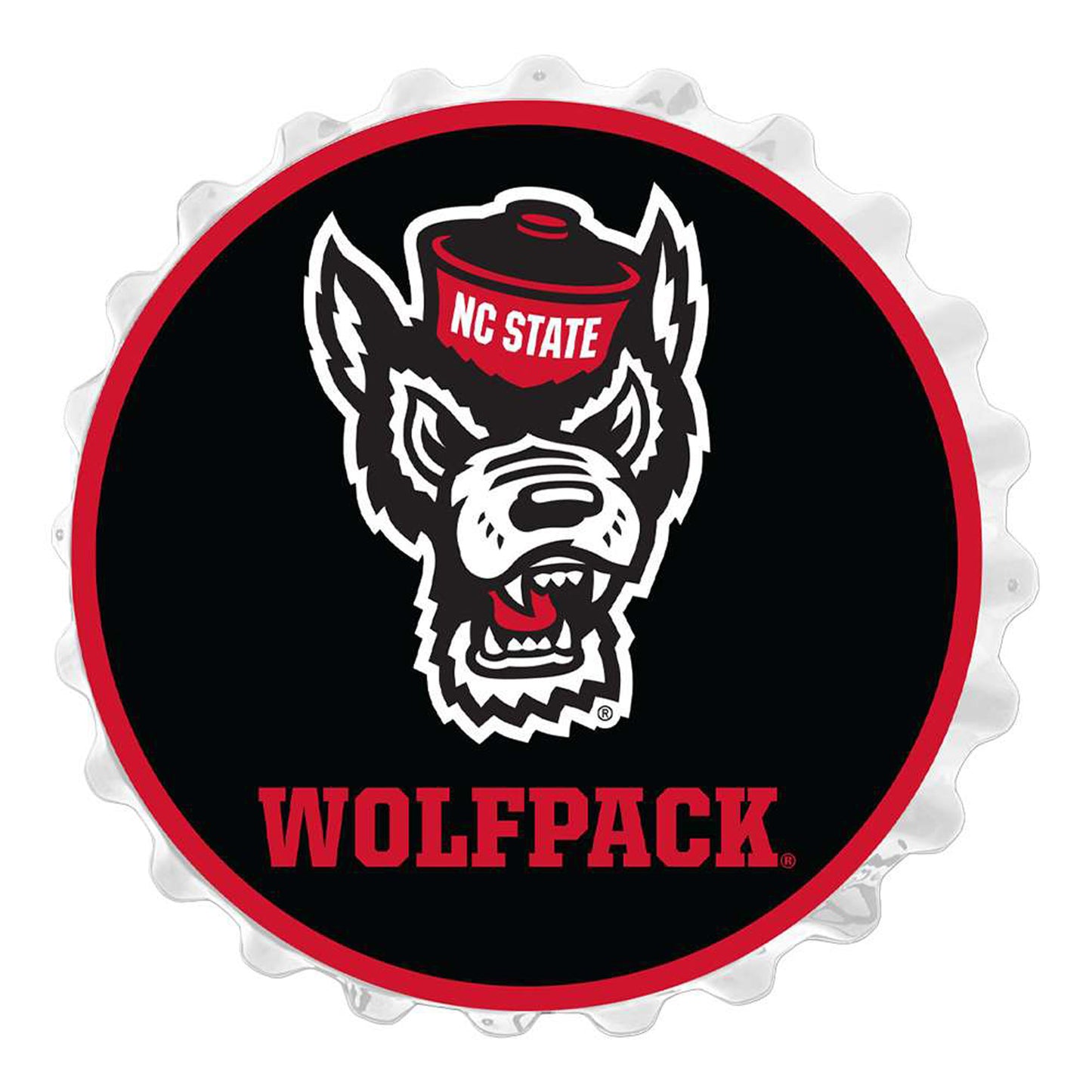 Black NC State Wolfpack Mascot Bottle Cap Wall Sign