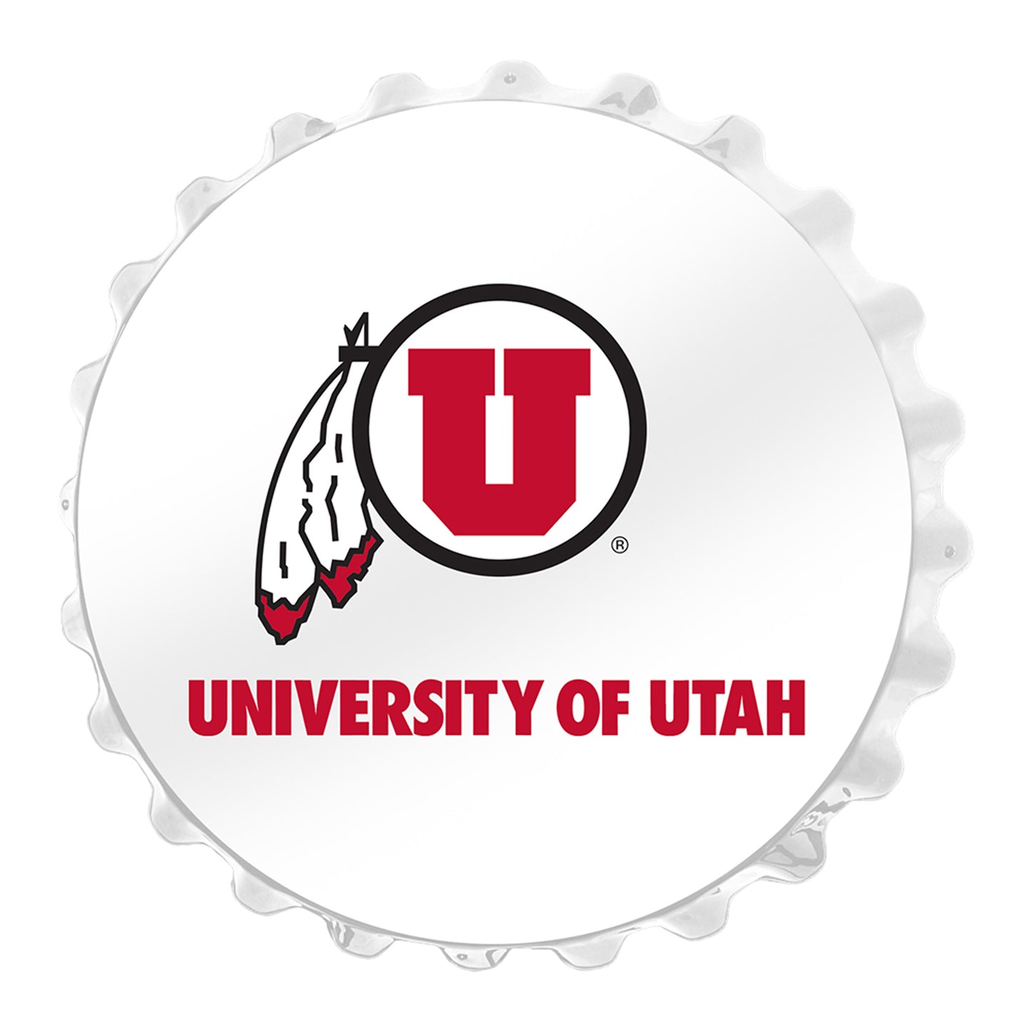 White Utah Utes Bottle Cap Wall Sign