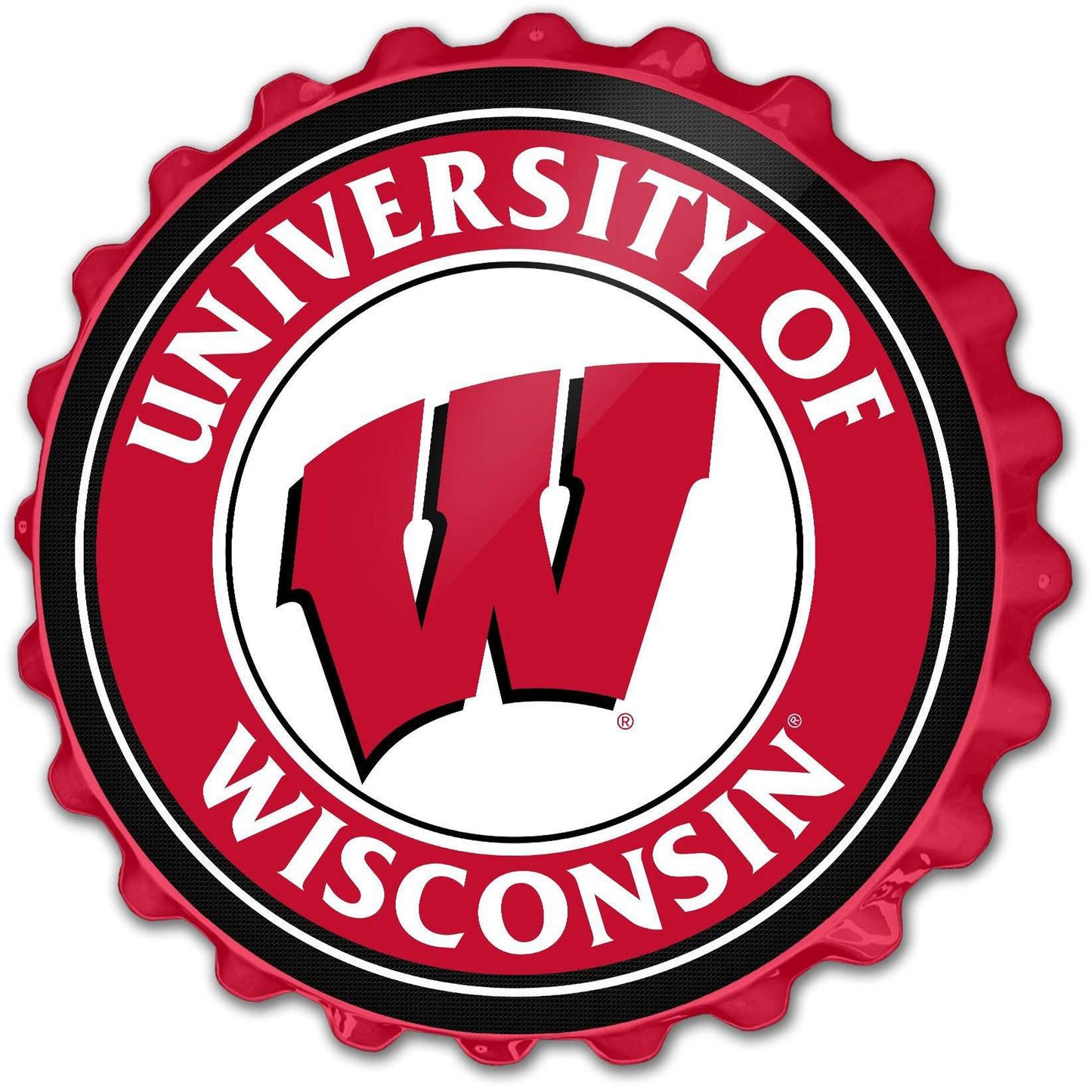 Red Wisconsin Badgers Bottle Cap Wall Sign