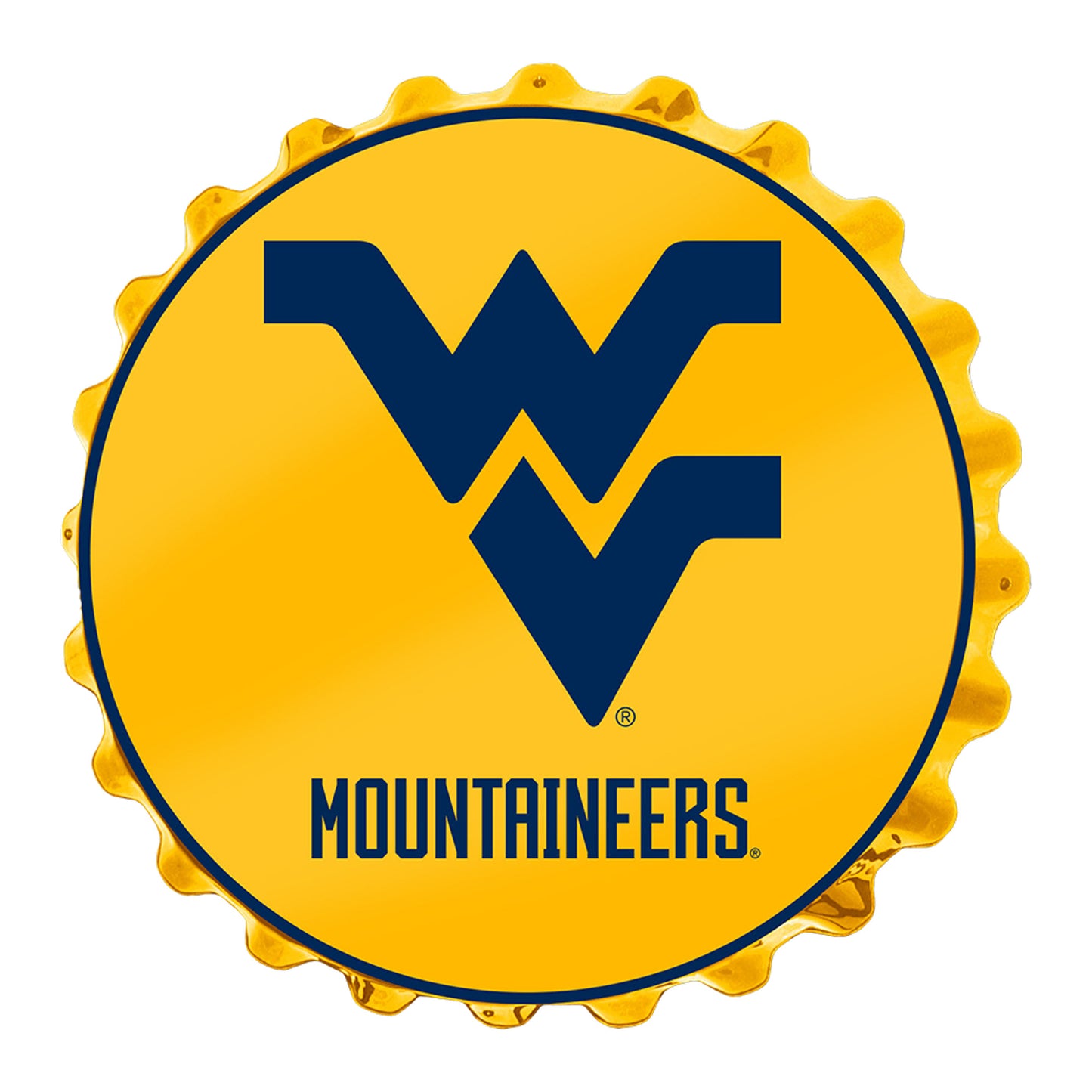 Gold West Virginia Mountaineers Bottle Cap Wall Sign