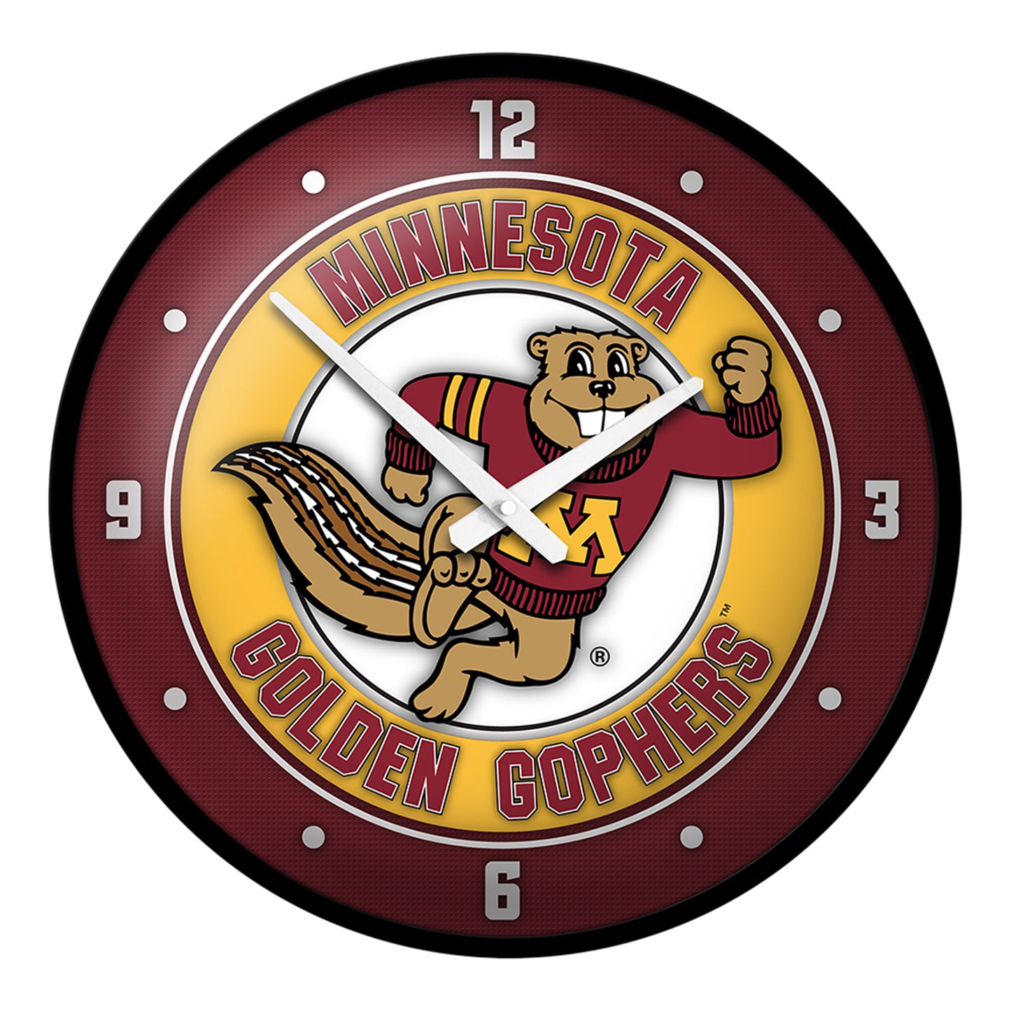 Black Minnesota Golden Gophers Mascot Modern Disc Wall Clock