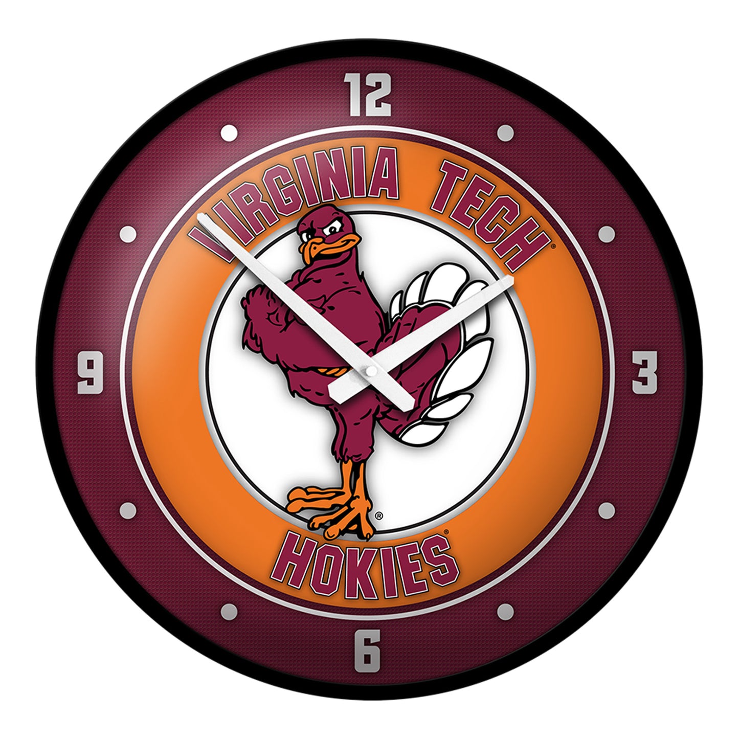 Black Virginia Tech Hokies Mascot Modern Disc Wall Clock