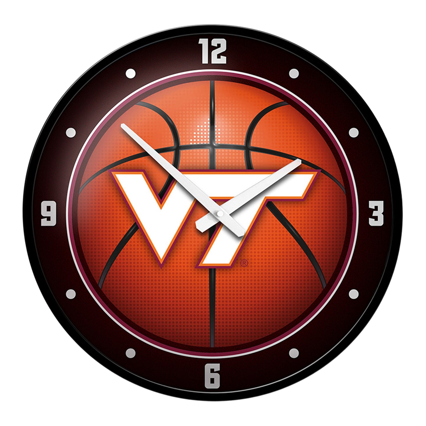 Orange Virginia Tech Hokies Basketball Modern Disc Wall Clock