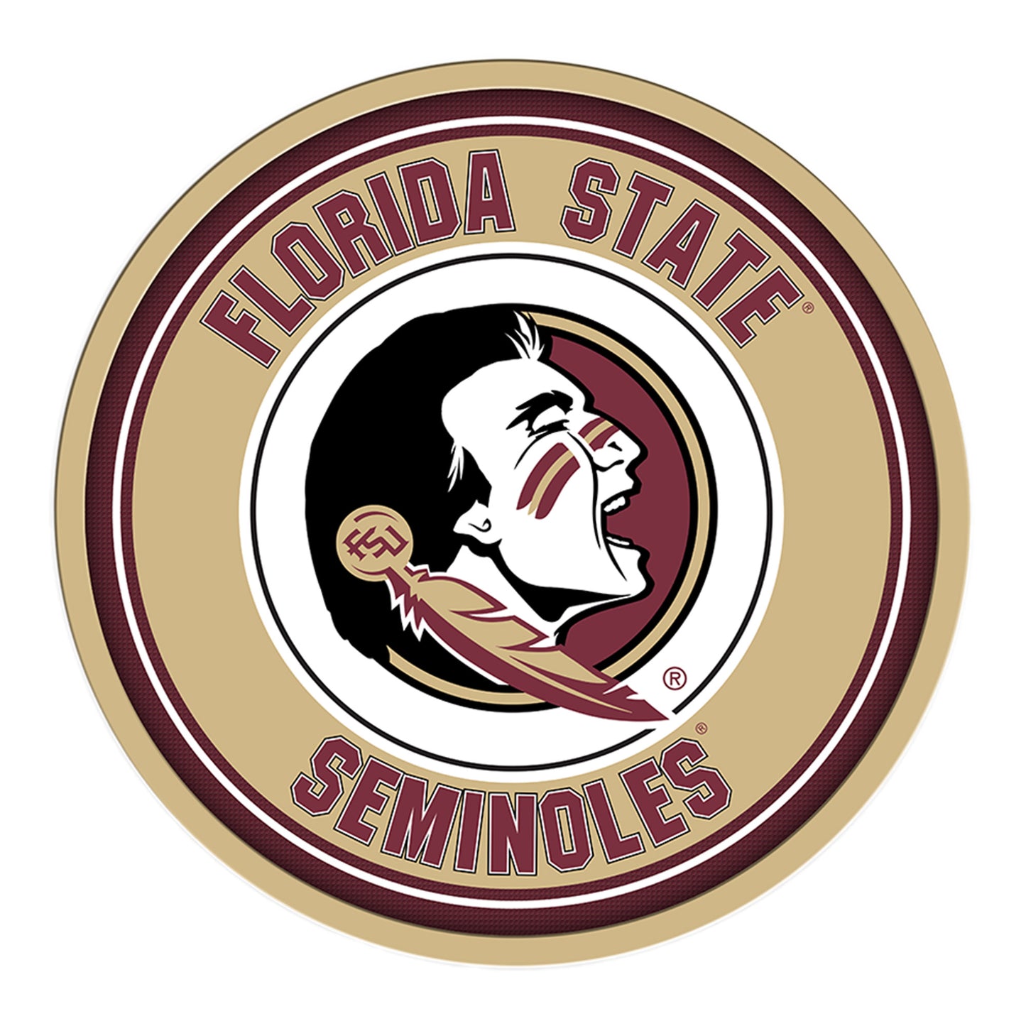 Gold Florida State Seminoles Modern Disc Wall Sign