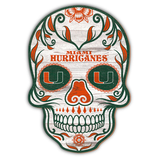 Miami Hurricanes 12'' Sugar Skull Sign