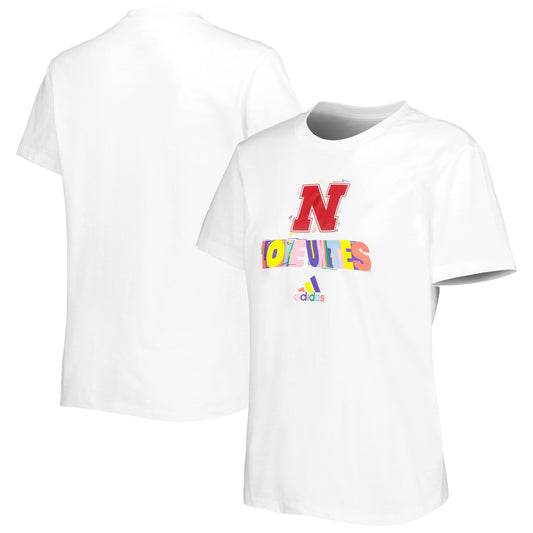 Women's adidas White Nebraska Huskers Fresh Pride T-Shirt