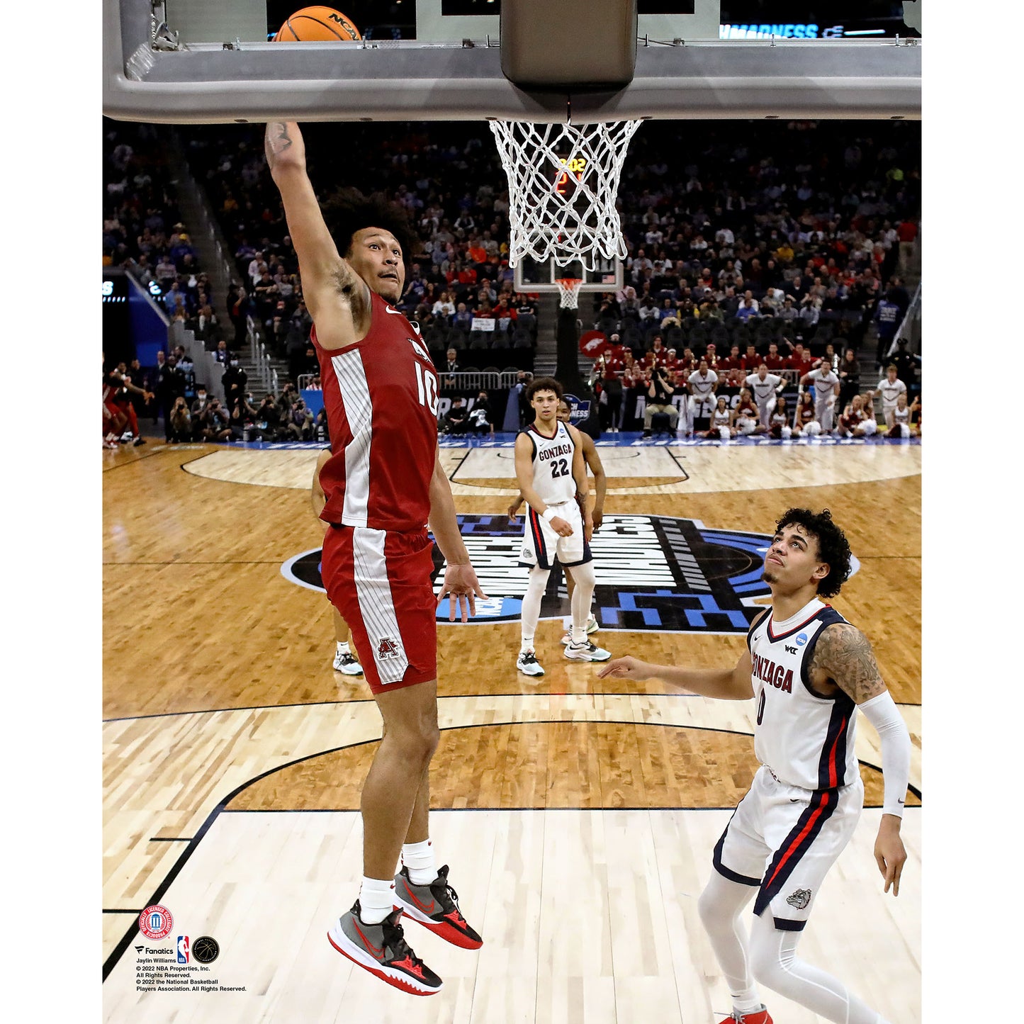 Jaylin Williams Arkansas Razorbacks Unsigned Dunks the Ball During the Sweet Sixteen Round Game of the 2022 NCAA Men's Basketball Tournament Photograph