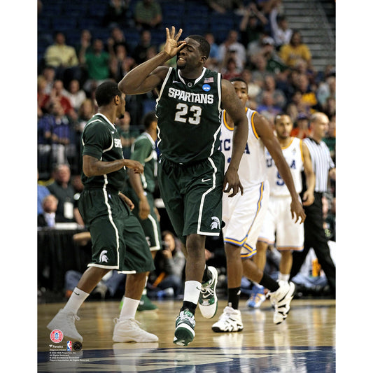 Draymond Green Michigan State Spartans Unsigned Celebrates Three-Point Shot in the 2011 NCAA Men's Basketball Tournament Photograph