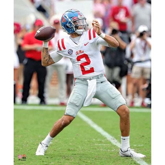 Matt Corral Ole Miss Rebels Unsigned Looks to Pass Photograph