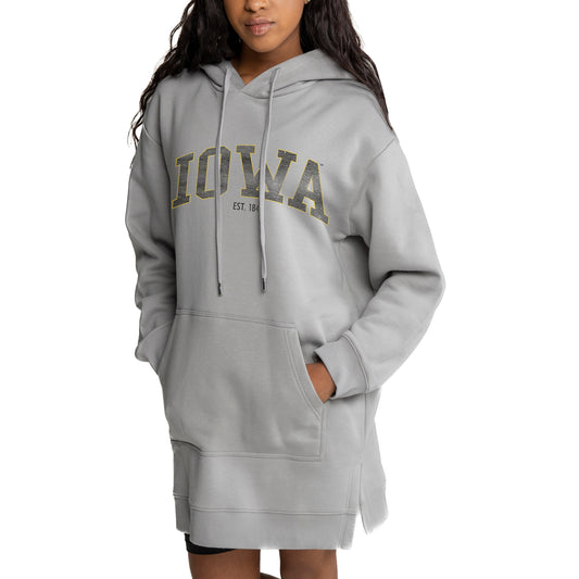 Women's Gameday Couture Gray Iowa Hawkeyes Side Split Hoodie Dress