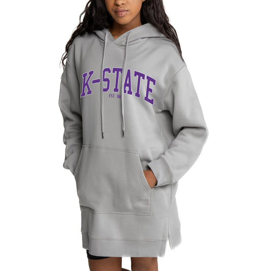 Women's Gameday Couture Gray Kansas State Wildcats Side Split Hoodie Dress