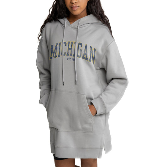 Women's Gameday Couture Gray Michigan Wolverines Side Split Hoodie Dress