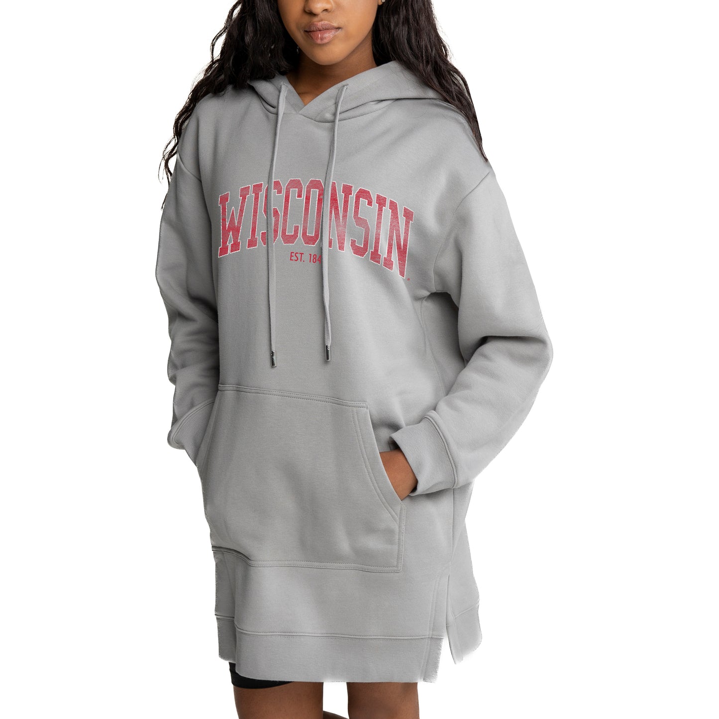 Women's Gameday Couture Gray Wisconsin Badgers Side Split Hoodie Dress