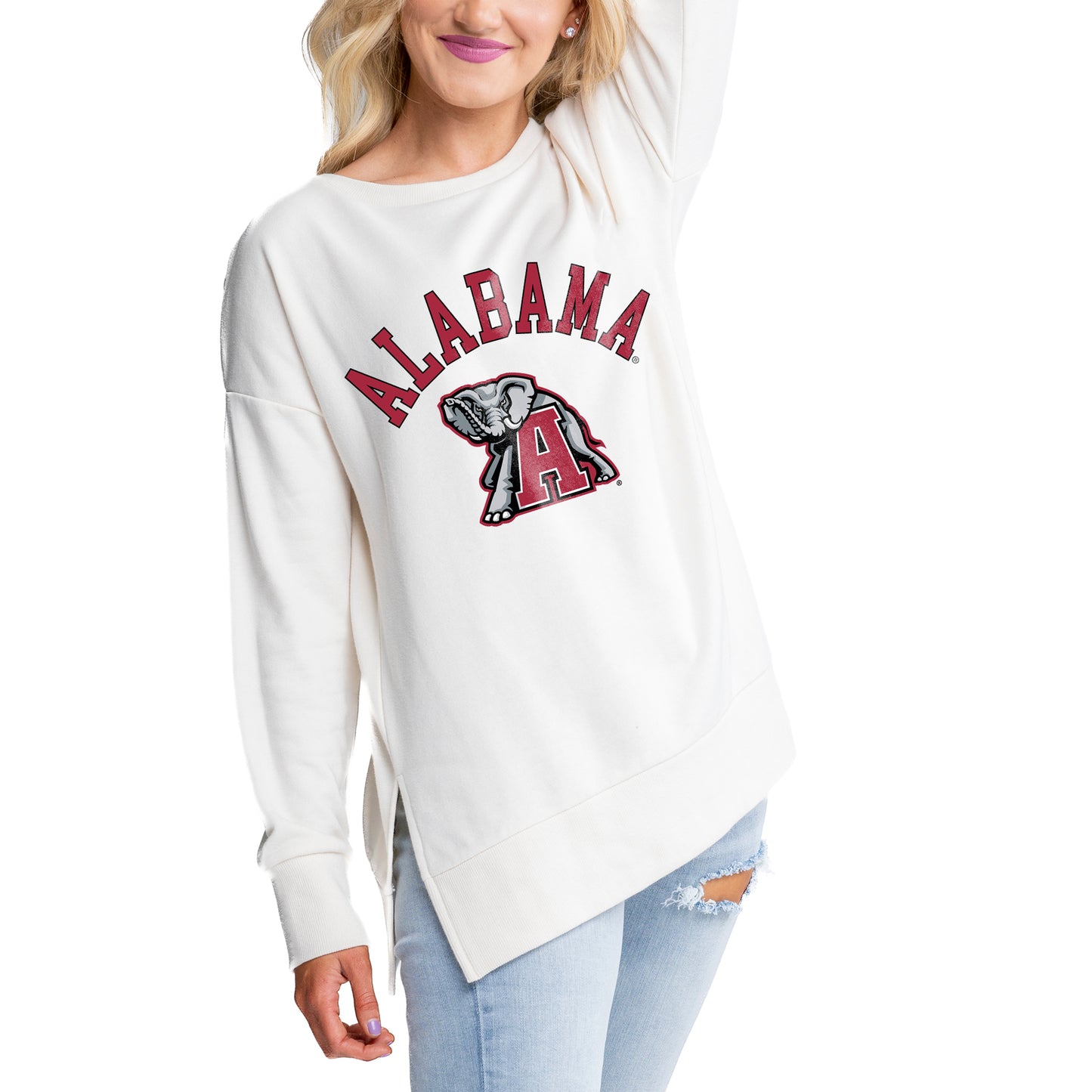 Women's Gameday Couture Cream Alabama Crimson Tide Side Split Pullover Top