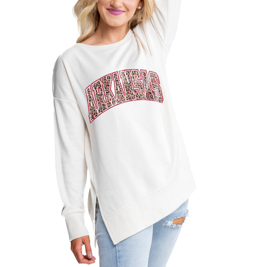 Women's Gameday Couture Cream Arkansas Razorbacks Legacy Side Split Pullover Top