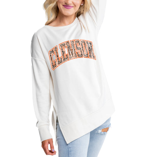 Women's Gameday Couture Cream Clemson Tigers Legacy Side Split Pullover Top