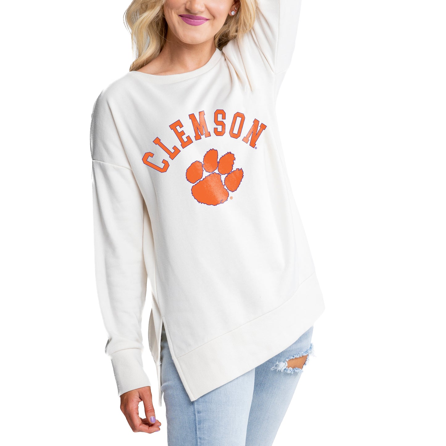 Women's Gameday Couture Cream Clemson Tigers Side Split Pullover Top