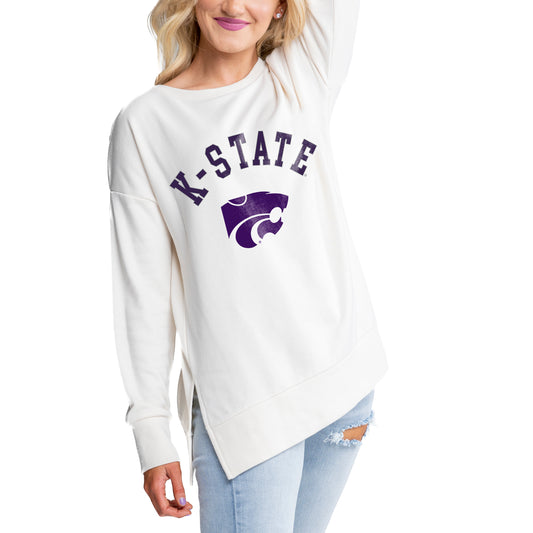 Women's Gameday Couture Cream Kansas State Wildcats Side Split Pullover Top