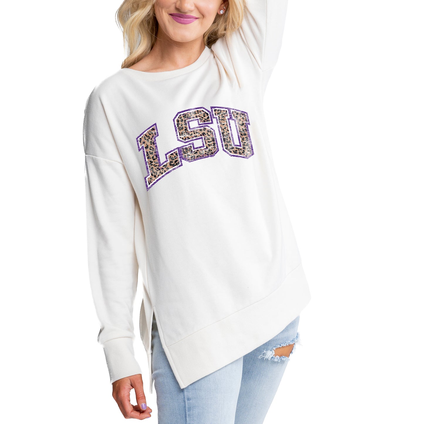 Women's Gameday Couture Cream LSU Tigers Legacy Side Split Pullover Top