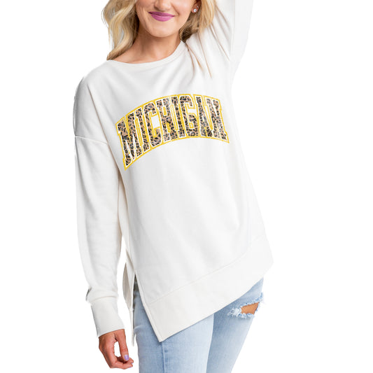 Women's Gameday Couture Cream Michigan Wolverines Legacy Side Split Pullover Top