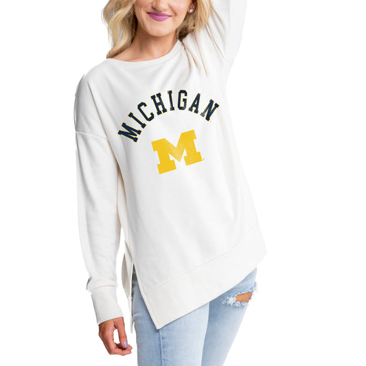 Women's Gameday Couture Cream Michigan Wolverines Side Split Pullover Top