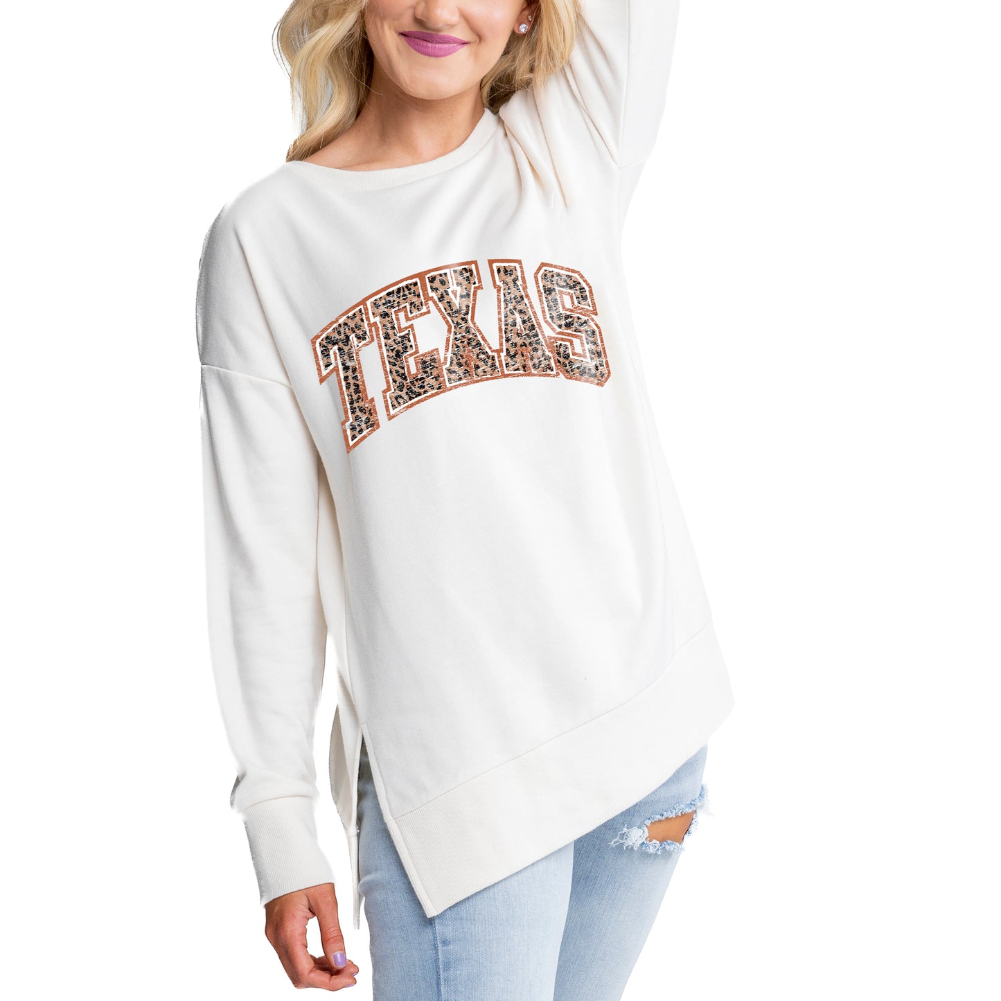 Women's Gameday Couture Cream Texas Longhorns Legacy Side Split Pullover Top