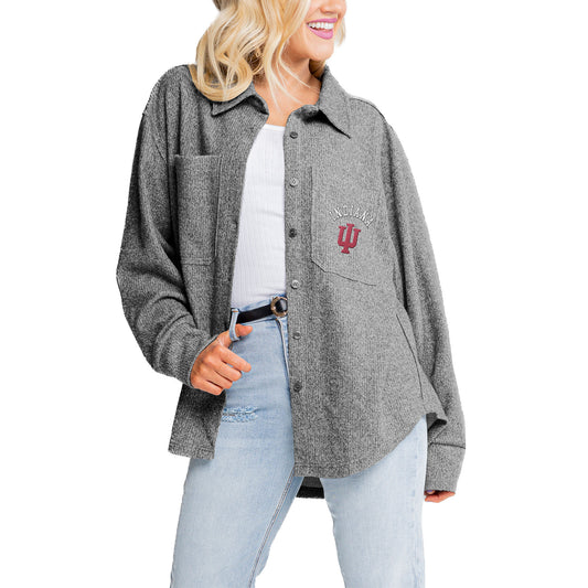 Women's Gameday Couture Gray Indiana Hoosiers Switch It Up Button-Up Shacket