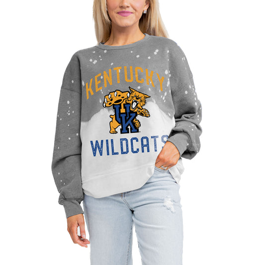 Women's Gameday Couture Gray Kentucky Wildcats Twice As Nice Faded Crewneck Sweatshirt