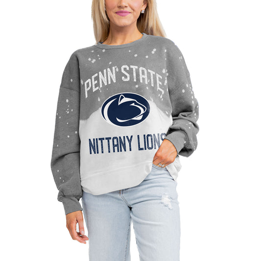 Women's Gameday Couture Gray Penn State Nittany Lions Twice As Nice Faded Crewneck Sweatshirt