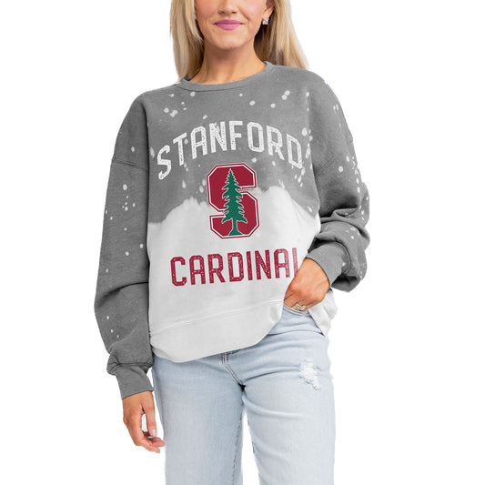 Women's Gameday Couture Gray Stanford Cardinal Twice As Nice Faded Crewneck Sweatshirt