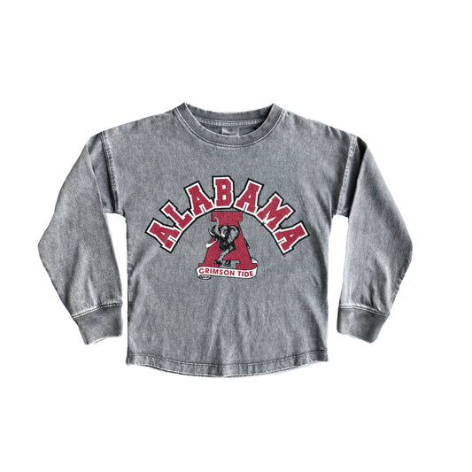 Girls Youth Gameday Couture Gray Alabama Crimson Tide Faded Wash Pullover Top