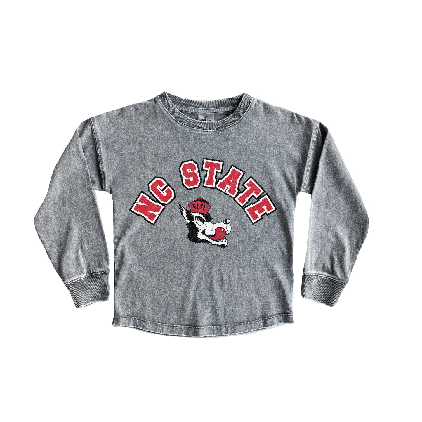 Girls Youth Gameday Couture Gray NC State Wolfpack Faded Wash Pullover Top