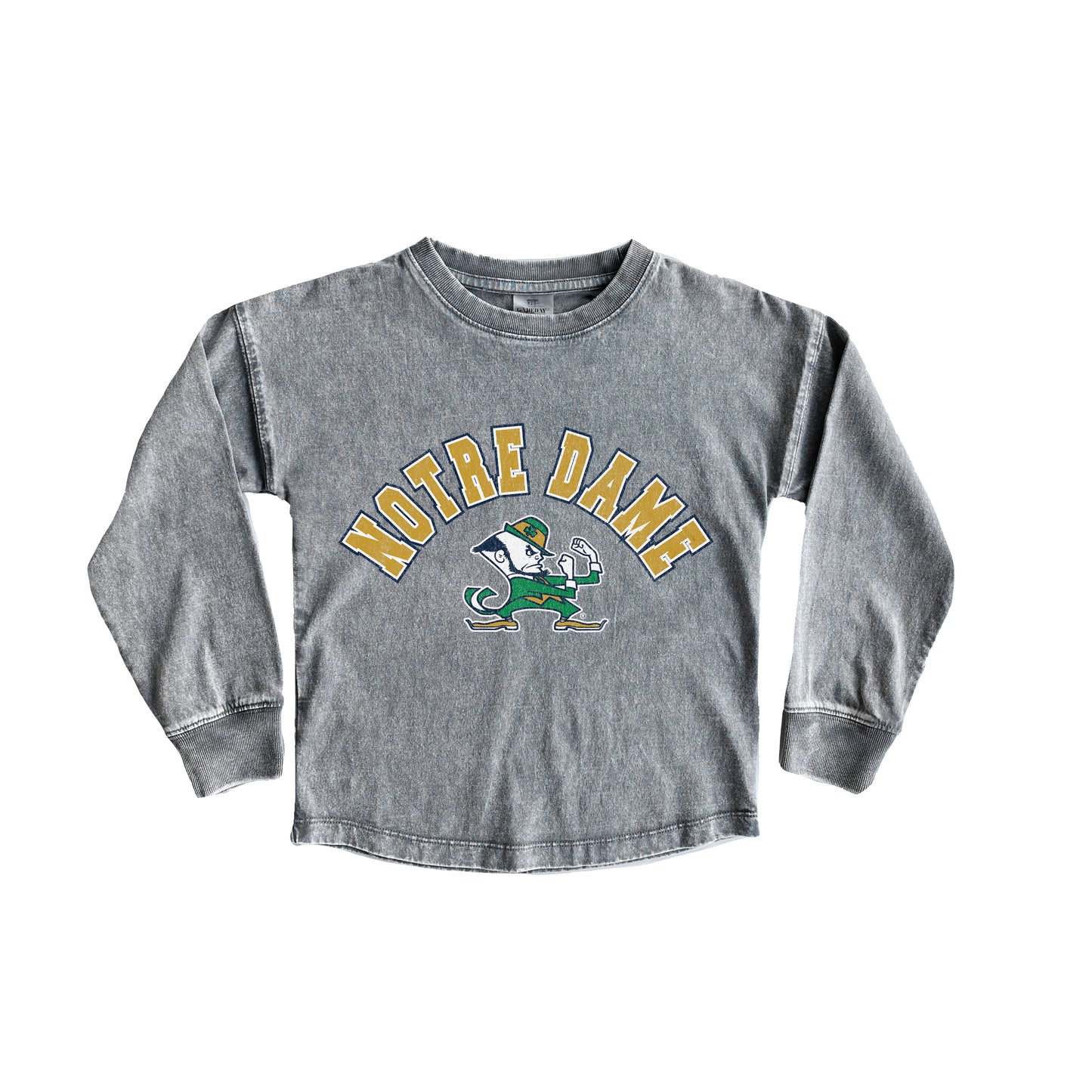 Girls Youth Gameday Couture Gray Notre Dame Fighting Irish Faded Wash Pullover Top