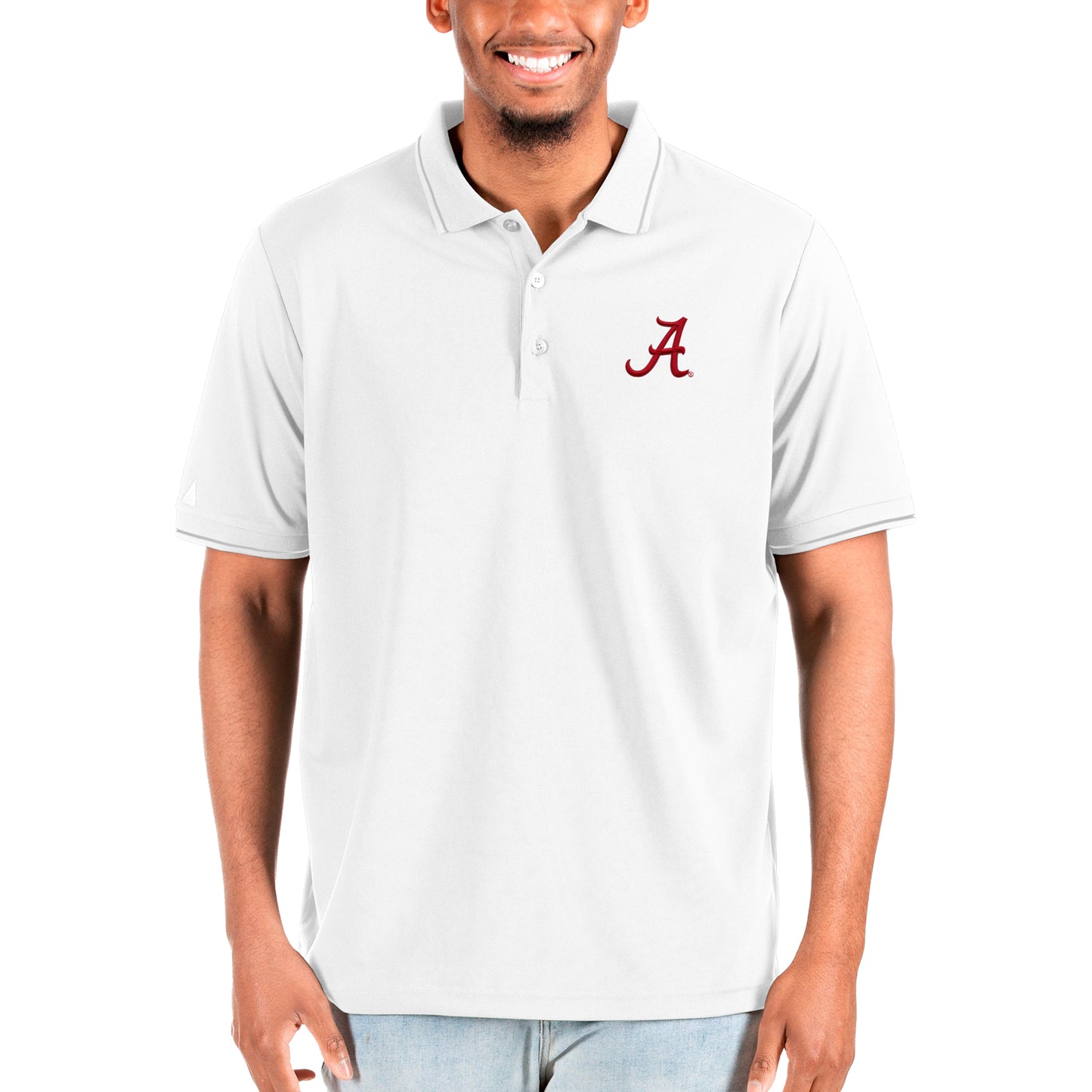 Men's Antigua White Alabama Crimson Tide Affluent Big & Tall Polo