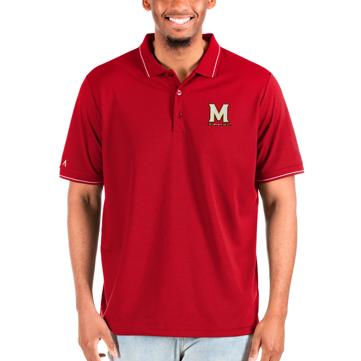 Men's Antigua Red Maryland Terrapins Affluent Big & Tall Polo