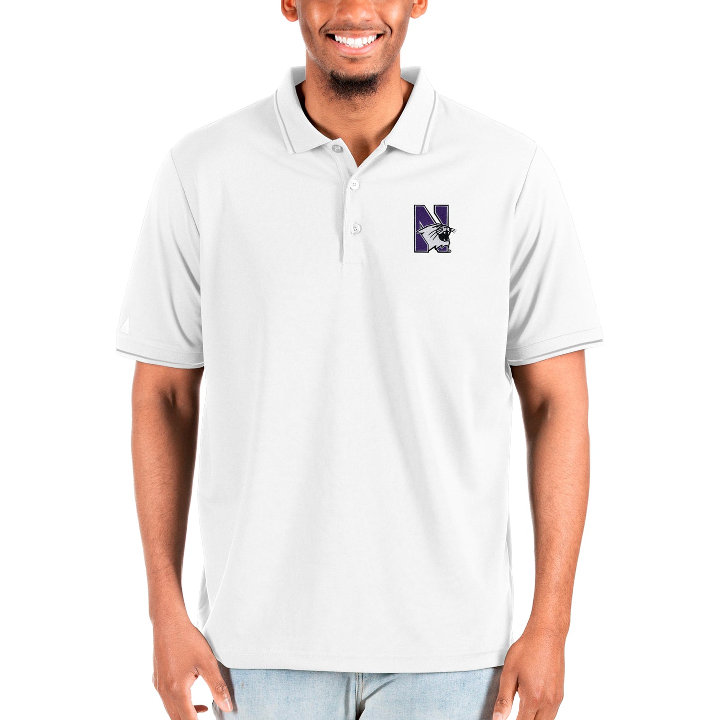 Men's Antigua White Northwestern Wildcats Affluent Big & Tall Polo