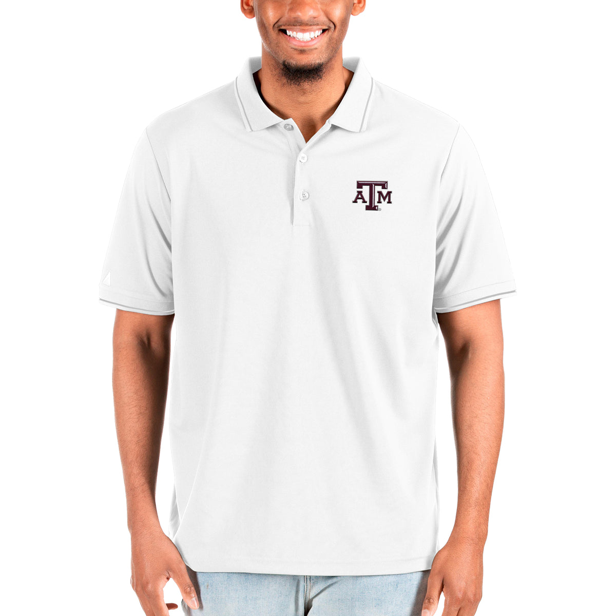 Men's Antigua White Texas A&M Aggies Affluent Big & Tall Polo
